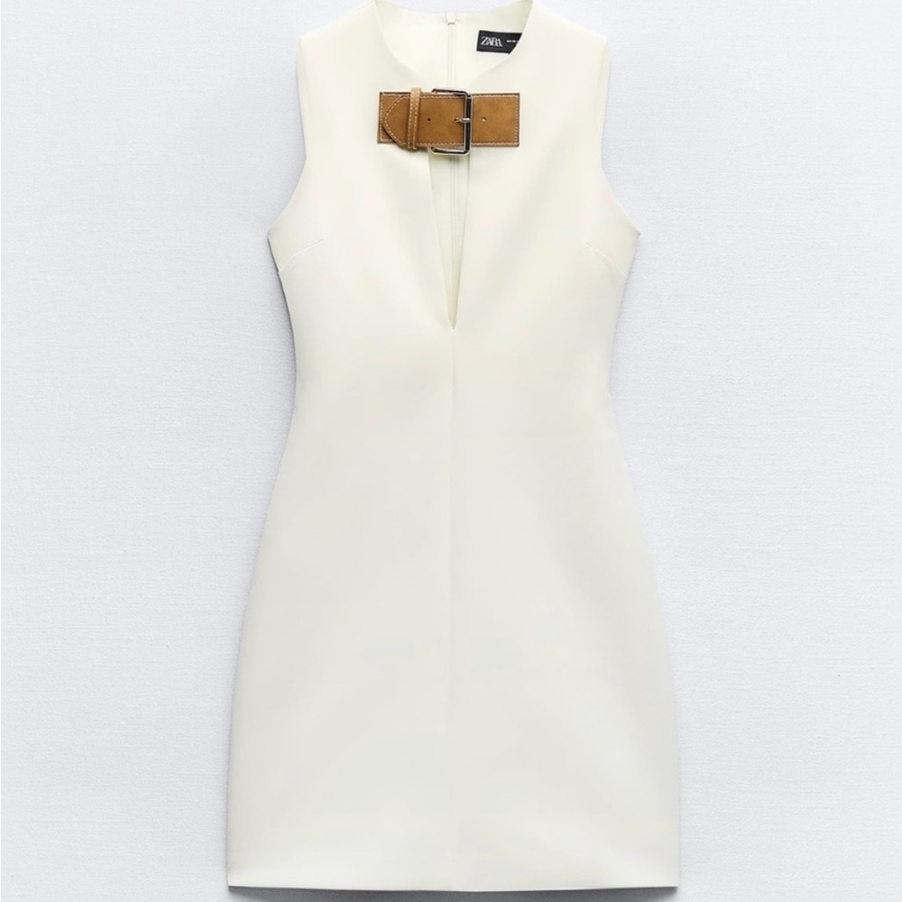 NWT XL & XXL Zara White Belted Tailored Dress.
